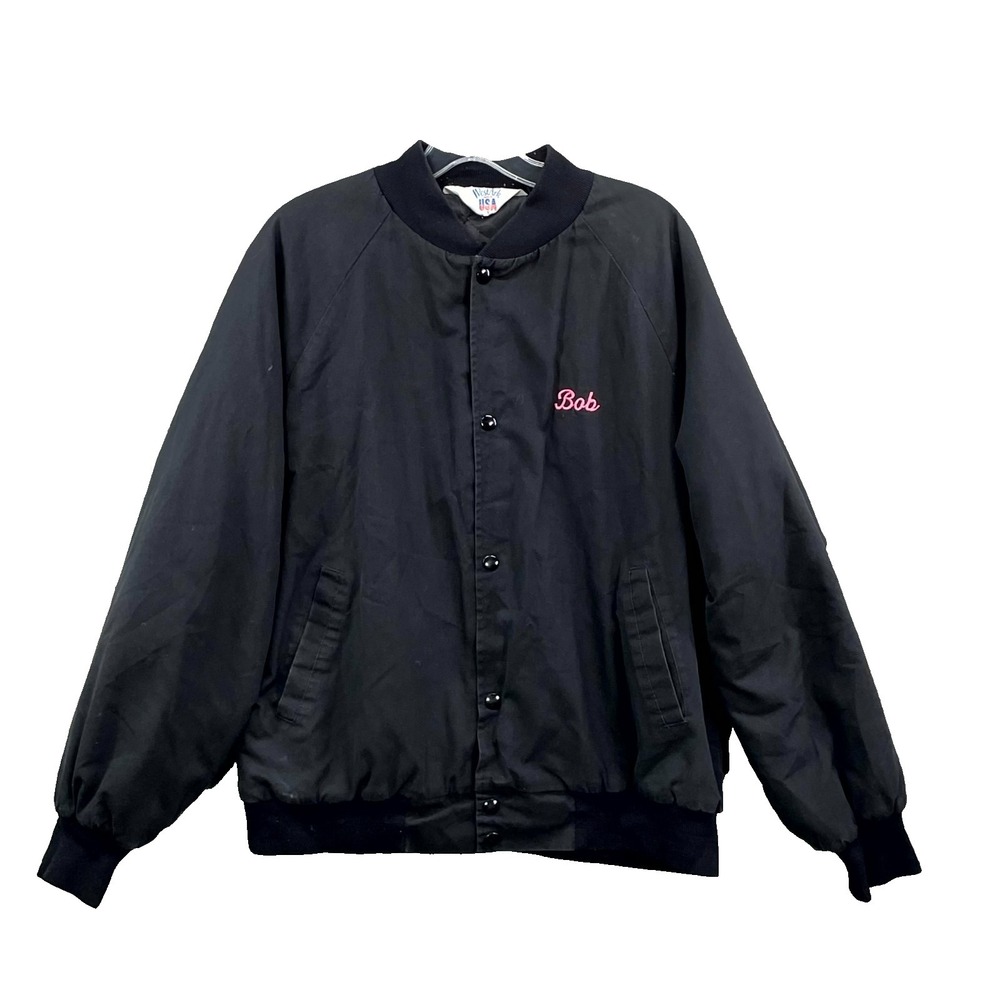 Westark Bomber Jacket Mens Large Black Hurricane Lanes Embroidered USA Made‎